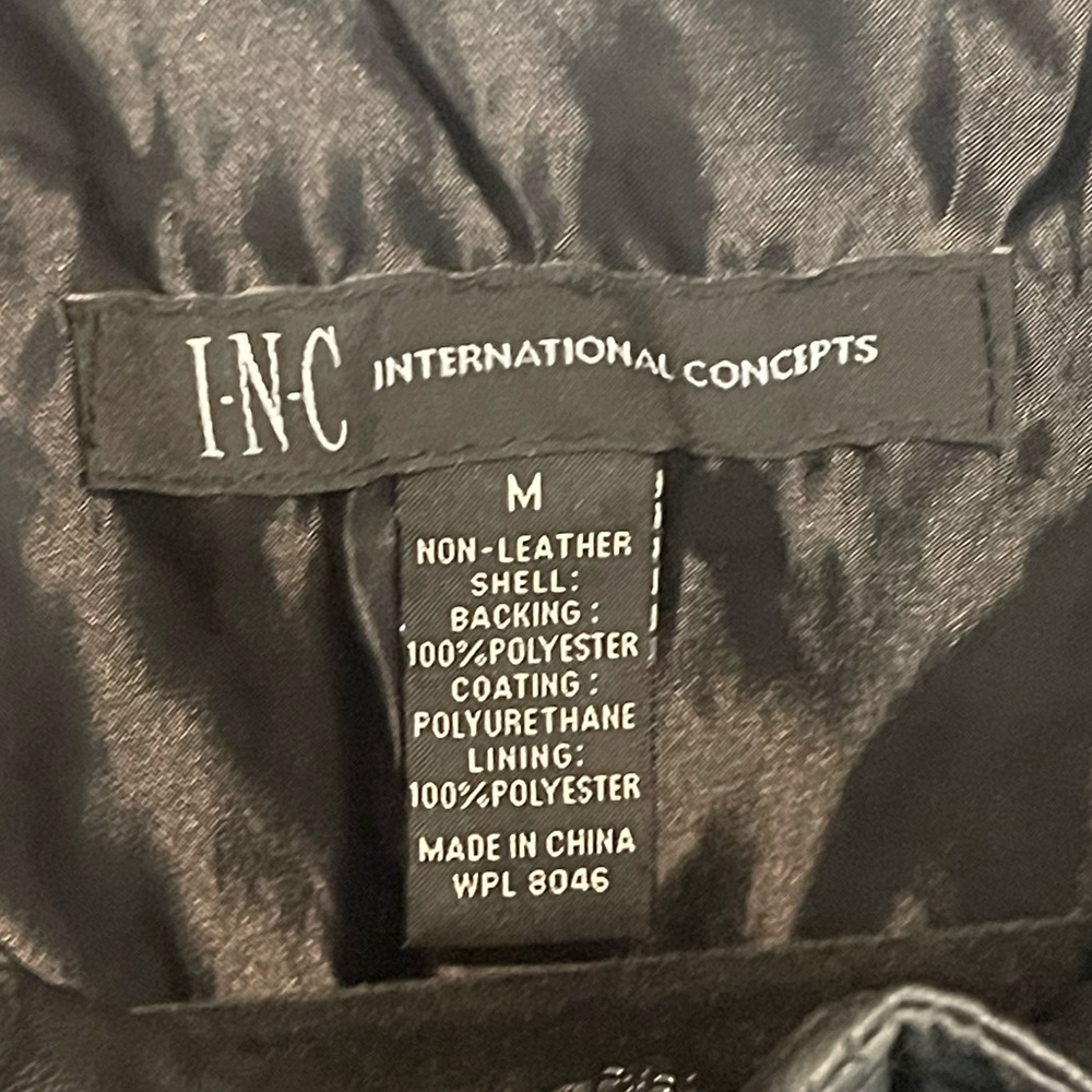 INC International Concepts Faux Leather Jacket Size M UNISEX - Picture 3 of 11